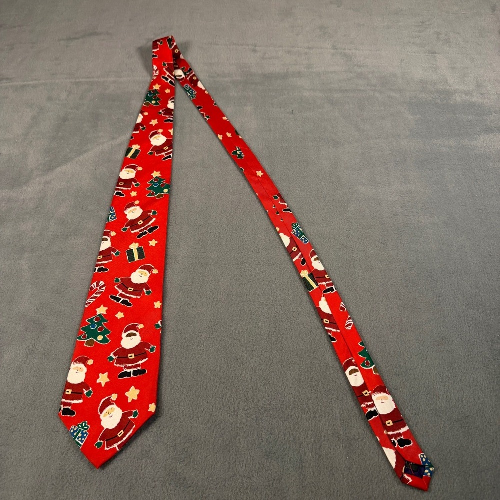 Save the Children Jolly Santas Christmas Tie Red Holiday Sonia Age 11 Silk tie